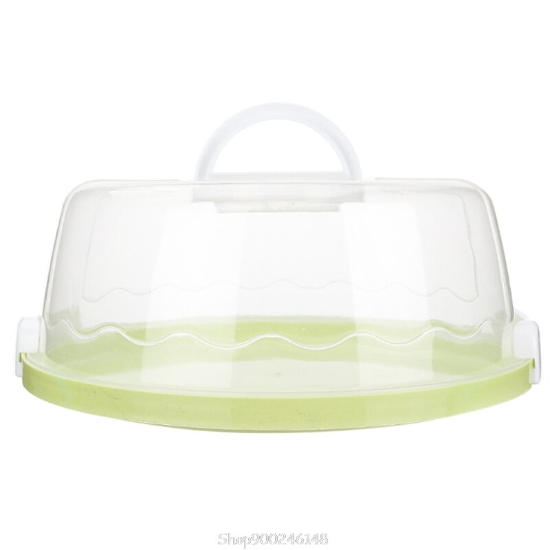 Portable Plastic Round Cake Box Cupcake Dessert Container Case Sealing Handheld Carrier Wedding Birthday Supplies S19: Green