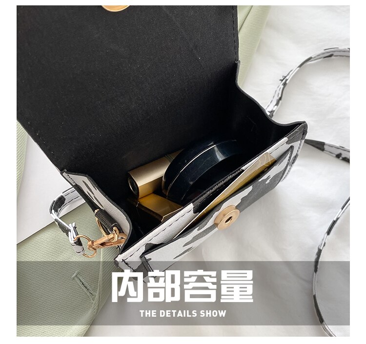 lässig Alle-spiel Frauen Klappe Schulter Bote Taschen retro Kuh prasseln Damen Kleine Quadratische Tasche Weibliche Mädchen Geldbörse handtaschen