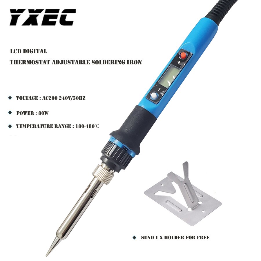 Aankomen 936H 80W 220V Lcd Digitale Thermostaat Verstelbare Loodvrij Elektrische Soldeerbout Mini Soldeerstation eu Plug: 936H Blue