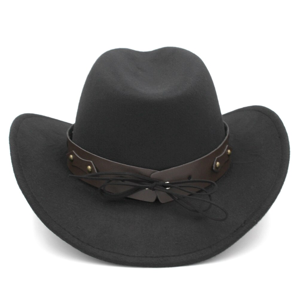 Mistdawn Womem Men Wool Blend Western Cowboy Hat Wide Brim Cowgirl Jazz Sombrero Cap Tauren Leather Band