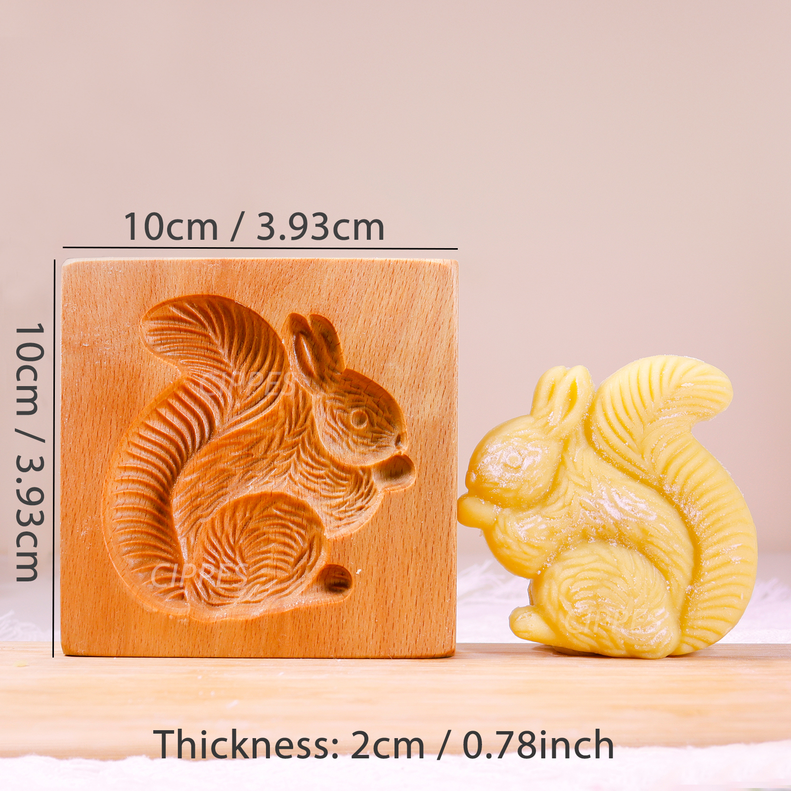 1 molde de madera para galletas de Navidad, patrones de animales, moldes para cortar galletas en relieve tallados en 3D, pájaro, oso, tigre, caballo, ardilla