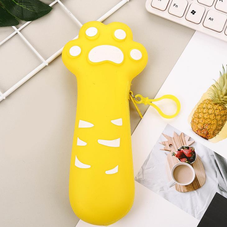 Estuche escolar de frutas con garra de pata de gato, de silicona de gran capacidad, para lápices, papelería, oficina y escuela, 1 Uds.: 6