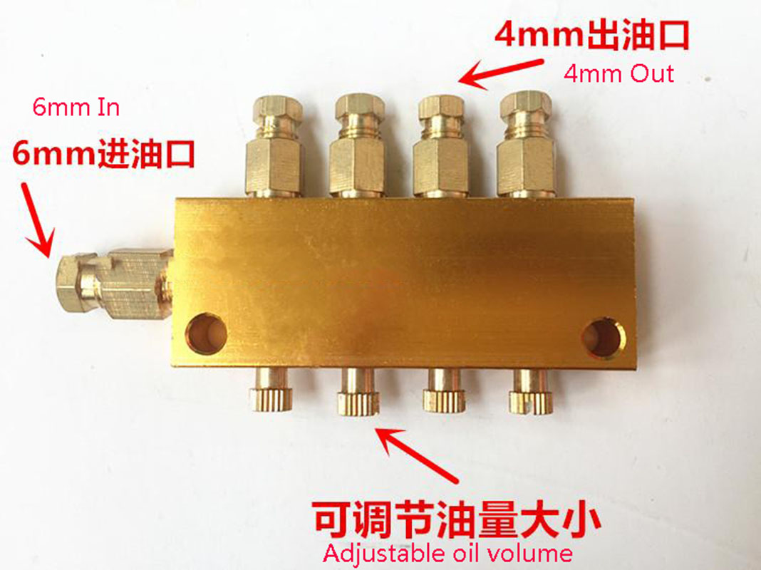 1PC Grinder Machine Accessories 5 Way 6mm In 4mm Out Adjustable Lube Oil Distributor Value Manifold Block