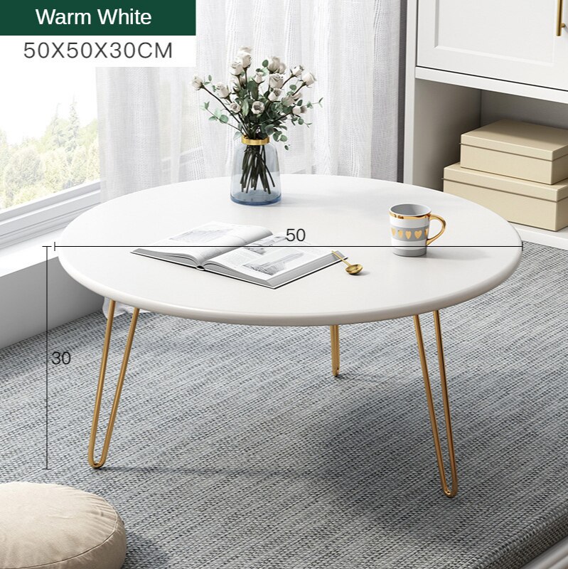 K-Star Bay Window Small Coffee Table Light Luxury Home Balcony Small Table Simple Modern Sitting Tatami Table: Round White 50x50x30