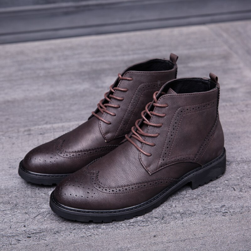 Chaussures en cuir pour hommes, mocassins brogue à lacets, mocassins souples de , à bout pointu, tendance, chaussures oxford décontractées: dark brown / 7