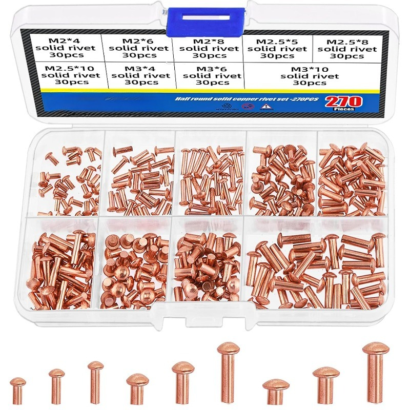 Run Add Round 270Pcs Flat/Round Head Metal Solid Rivets Self ... – Grandado