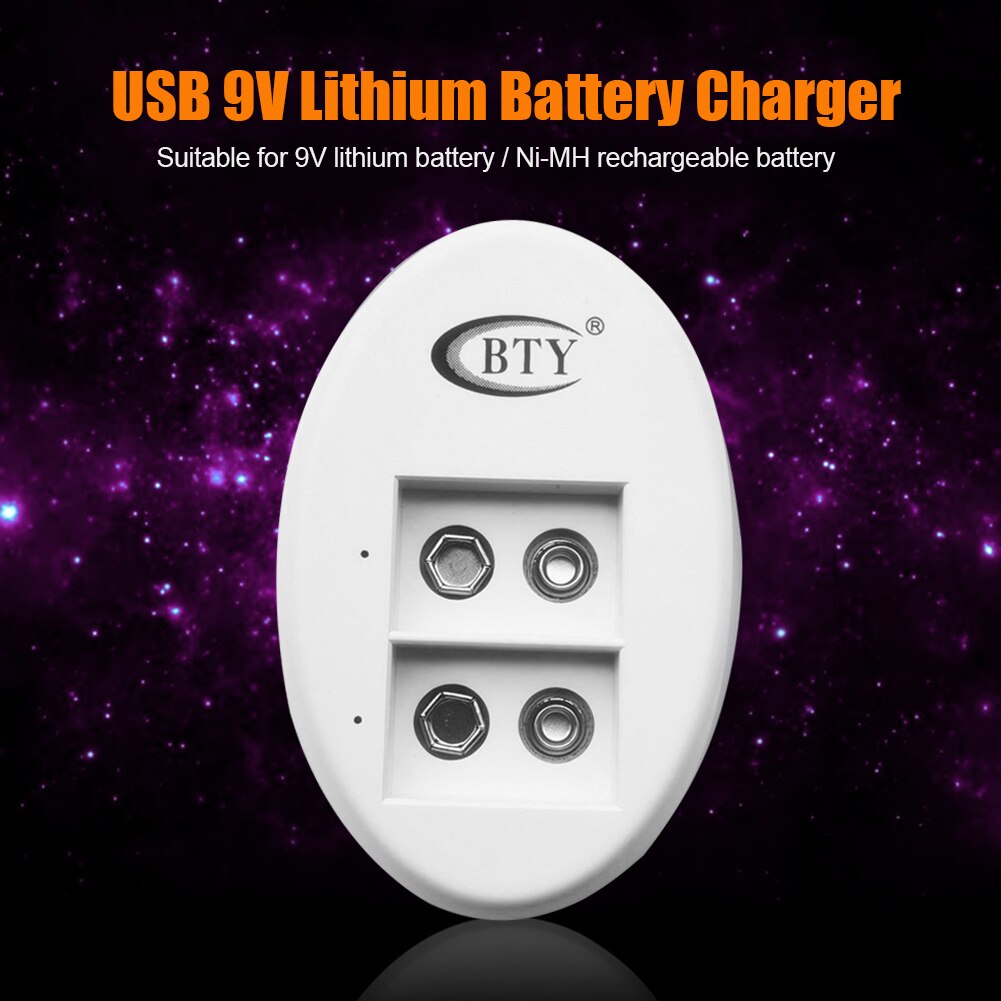 Mini Dual Toy Battery Charger for 6F22 9V Lithium Ni-MH Ni-CD Battery USB Plug Portable Charger for Rechargeable Batteries