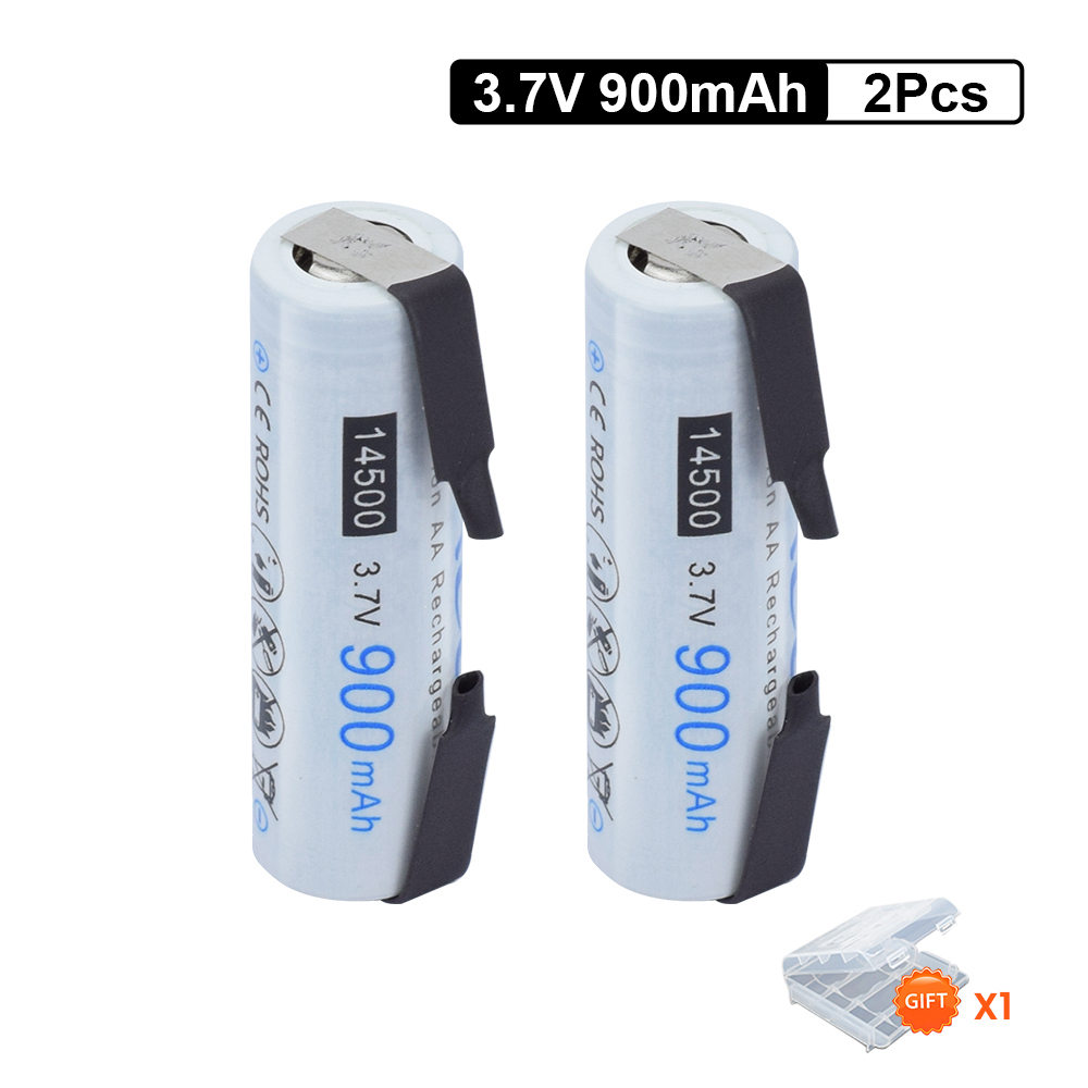 PALO 14500 Li-ion Rechargeable Batteries 3.7V AA Battery 14500 with welding tabs for Led Flashlight Headlamps Toys Top Head: Gold