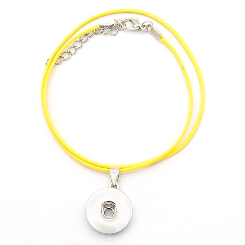 simple Beauty colorful Wax line rope Snap necklace Collar 42cm Lobster Buckle fit DIY 18MM snap buttons DJ0164: yellow