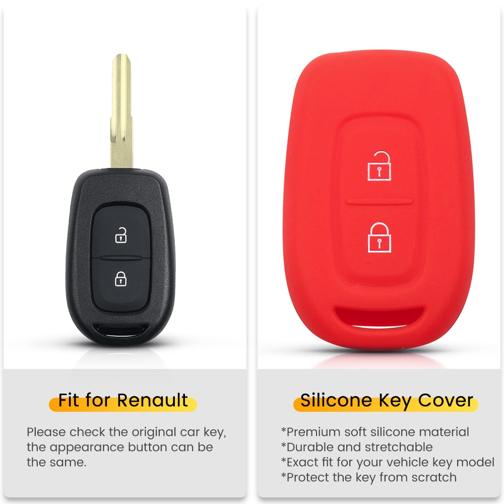 KEYYOU-funda Llave recta de silicona para mando a distancia de coche, funda para Renault Megane Koleos Dacia Scenic Master Logan, 2 botones