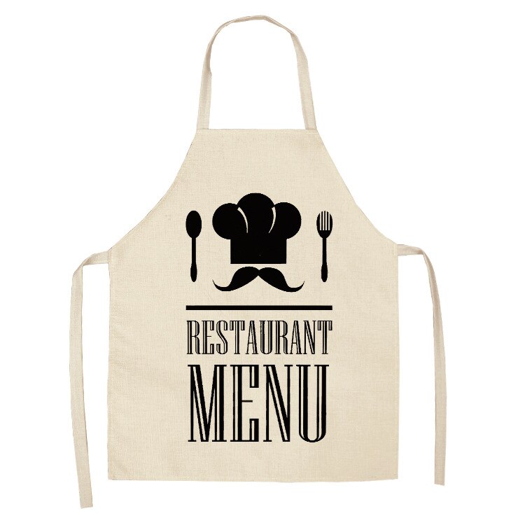 1pcs Kitchen cotton and linen aprons, monogrammed black and white patterned aprons, sleeveless aprons, cooking and baking tools: ILW-0002-09