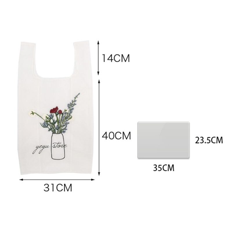 Embroidery Handy Shopping Sundries Storage Bags Handbags Reusable Tote Pouch Recycle Storage Handbags