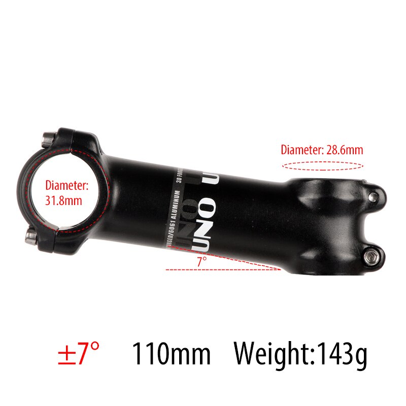 UNO Bike attacco manubrio bicicletta 1-1/2 "1/4mm Riser manubrio per BMX MTB Road Bike 7/ 17/ 35 gradi da 60mm a 31.8mm lega di alluminio: 7 Degree 110mm