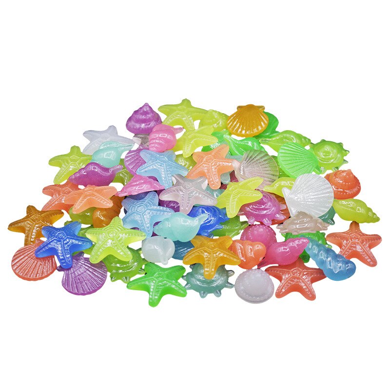 80 PCS Luminous Artificial Stones Glow in the Dark Starfish Shell Pebbles Garden Pathway Decoration Noctilucent Pebbles For Yard