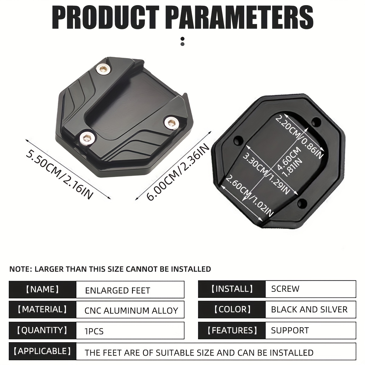 Aluminium Motorcycle Bike Kickstand Extender Voet Zijstandaard Extension Voet Pad Ondersteuning Plaat Motor Accessoires