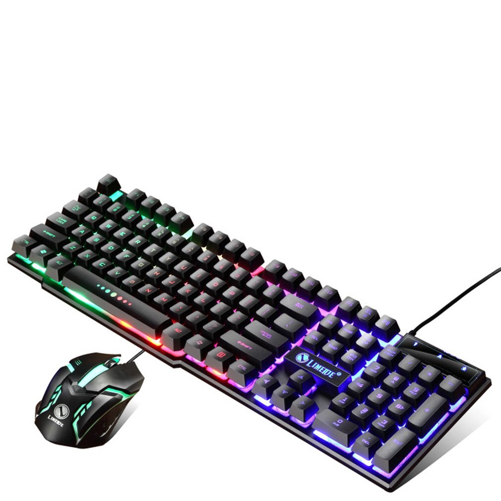 USB Wired Gaming Keyboard Mouse Set PC Rainbow Colorful LED Illuminated Backlit Gamer Gaming Mouse and Keyboard Kit Home Office: 2