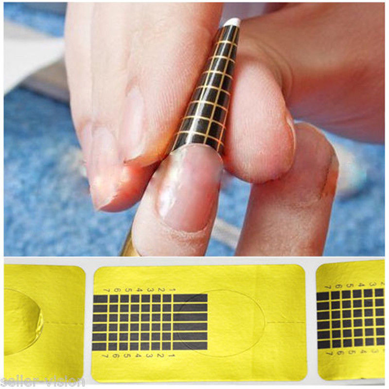 100 stuks/set Golden Nail Art Tips Uitbreiding Forms Gids Franse DIY Tool Acryl UV Gel Gratis Verzendkosten