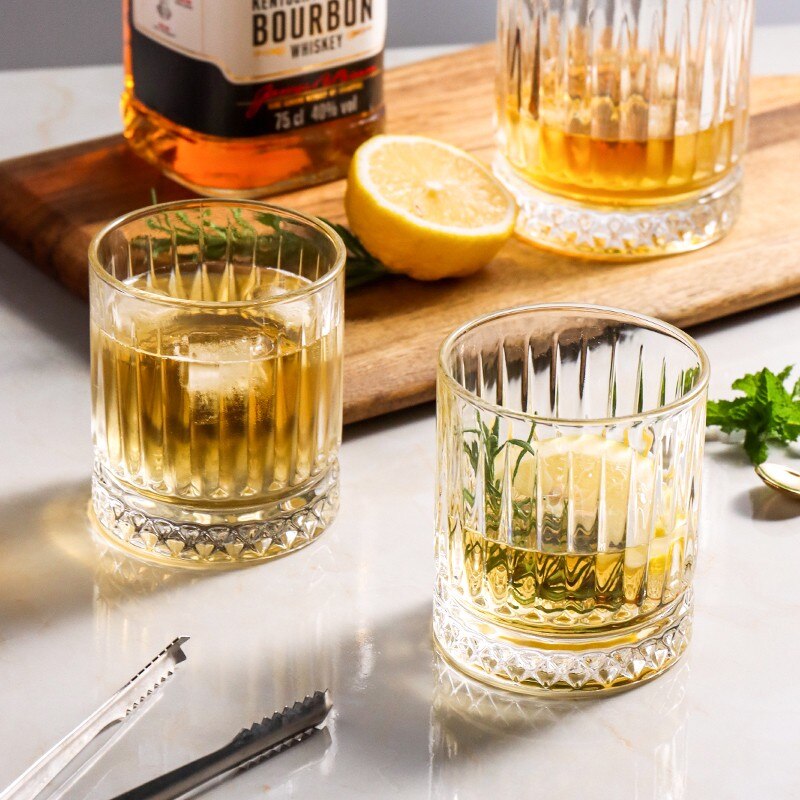 Vasos de cristal Con parte inferior de diamante para whisky, copa de vino exterior, copas clásicas para beber, Brandy, juego de Bar para vinos, cerveza