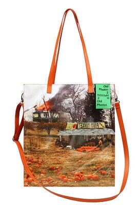 Yizistore original lyx handväska retrotryck dam vattentät canvas axelväska stor kapacitet unisex crossbody väska: Orange