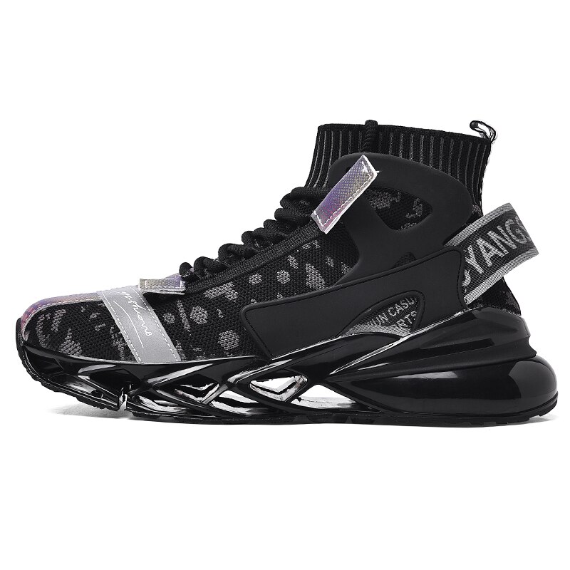 Nowe ostrze buty mężczyźni komfortowe światło TPU trampki mężczyźni Popcorn za kolana najlepsze trampki męskie buty trekkingowe Zapatos Hombr: Black / 41