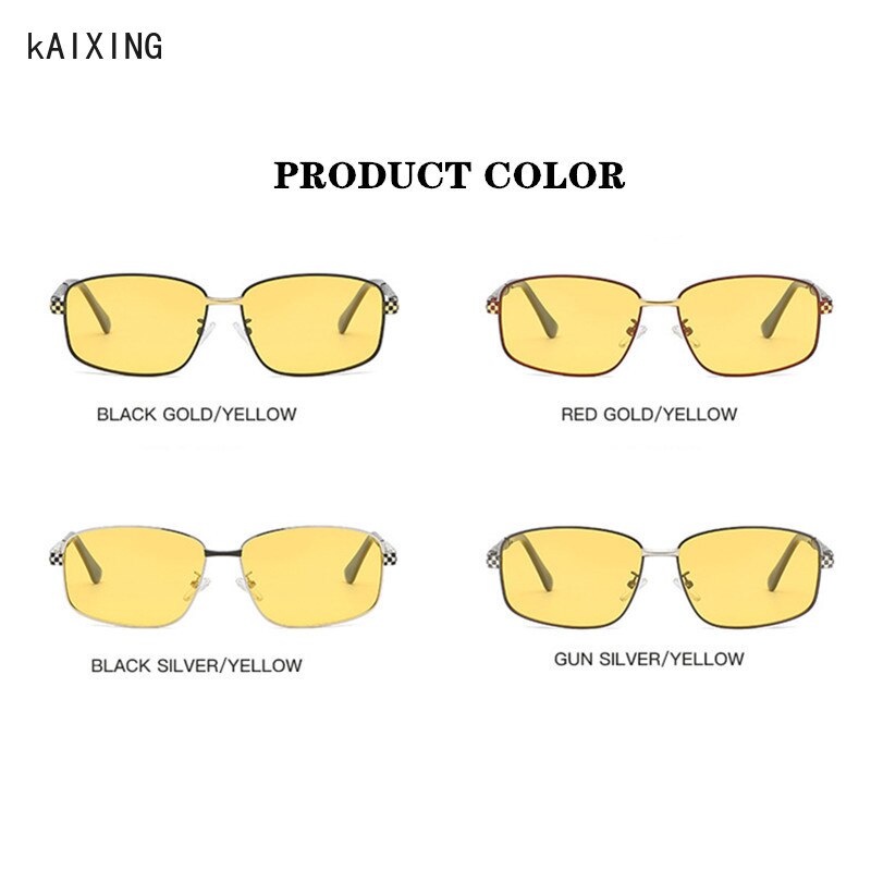 Kaixing polariserede kørebriller gule linser mænd kvinde vintage solbriller med briller tilbehør antirefleks  uv400