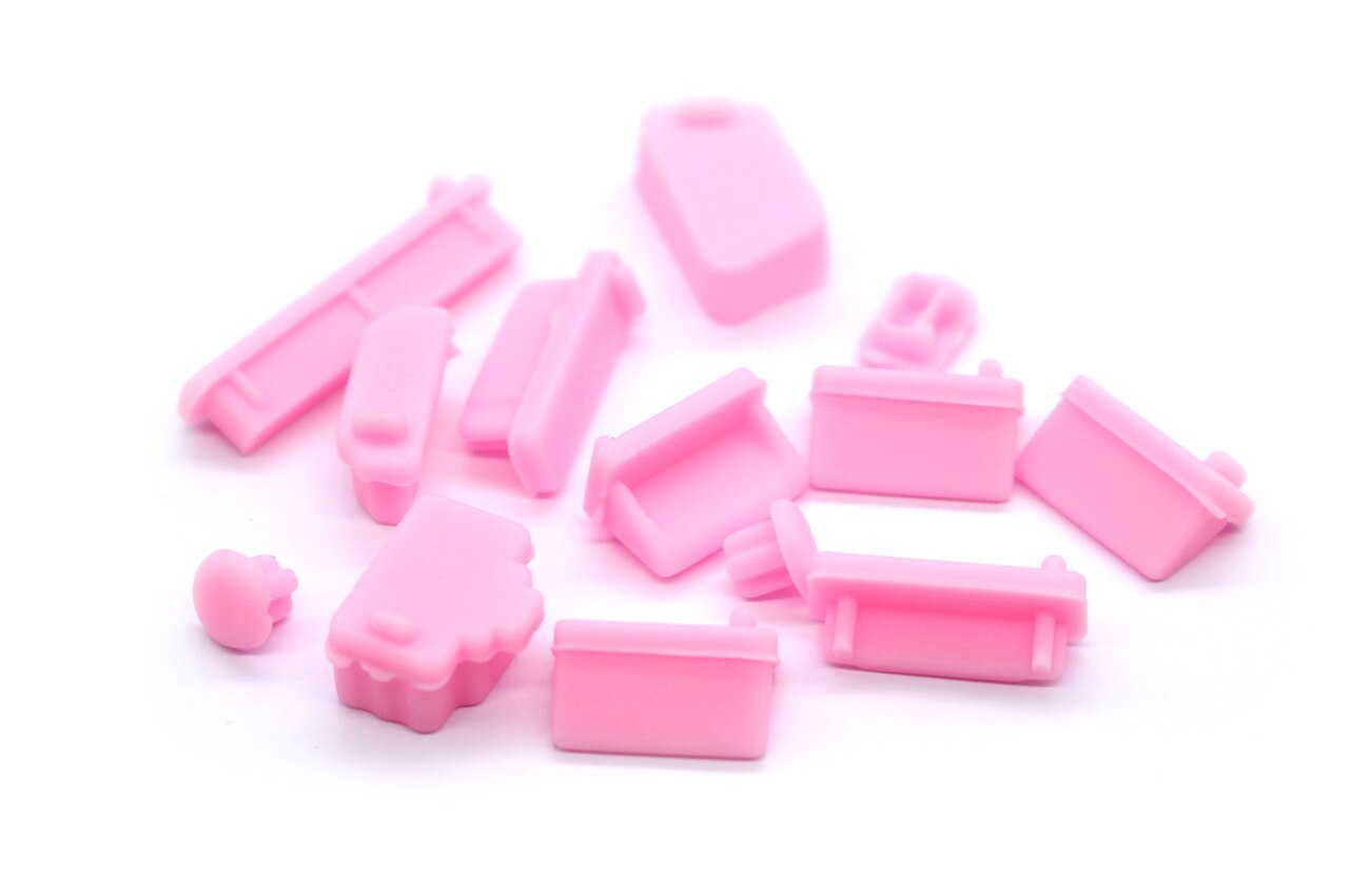 13 stück farbenfrohe silikon-staubschutzkappen für laptop-staubstecker, usb-staubschutzstecker, computerzubehör: Rosa