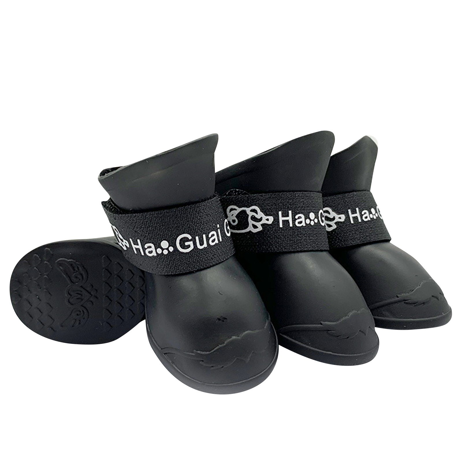 Botas de goma antideslizantes impermeables para mascotas, zapatos de suela blanda para exteriores, botines para perros, accesorios para mascotas, 4 Uds.: L / Negro