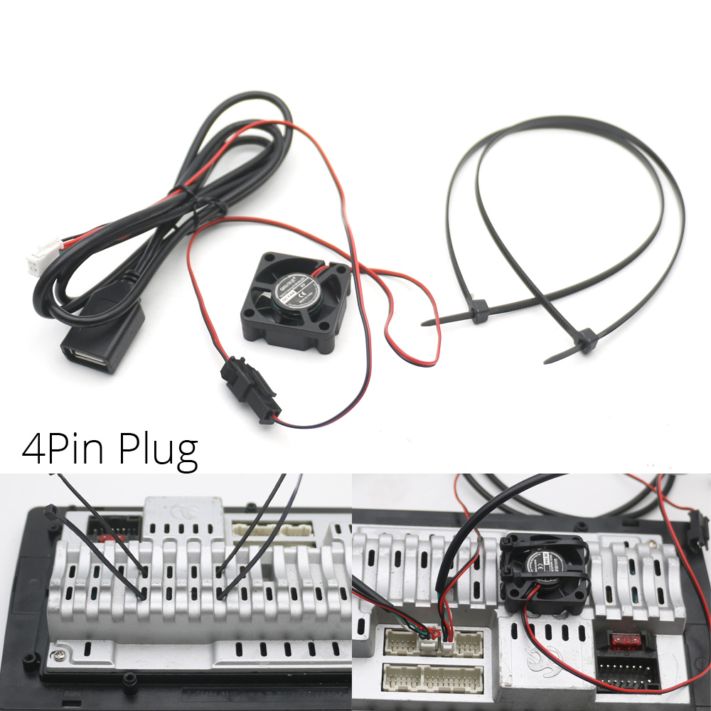 Adaptateur de câble de panneau de montage de tableau de bord USB, ventilateur de refroidissement pour Android, limitation de l'unité principale, autoradio CD, audio stéréo, 4 broches, 6 broches: GRIS