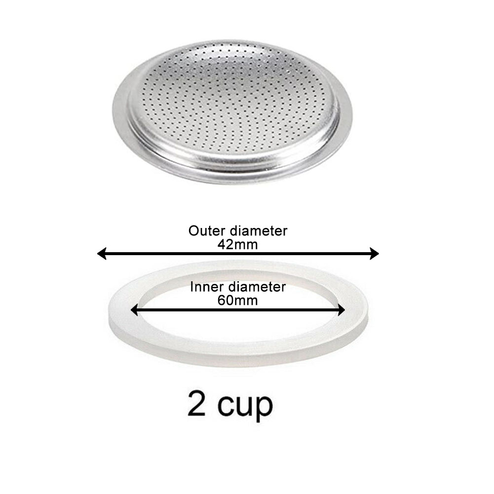Gasket Seal With Sieve For Coffee Moka Stove Pot Top Silicone Rubber Seals For Italian Espresso Moka Pot Coffee Cups Parts: Light Grey
