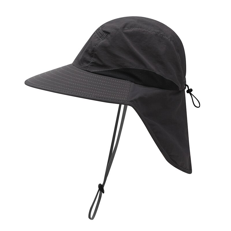Flap Cap Wide Brim Lightweight Portable UV Protection Water Resistant Neck Cover Sun Hats With Strap MK MK: 4