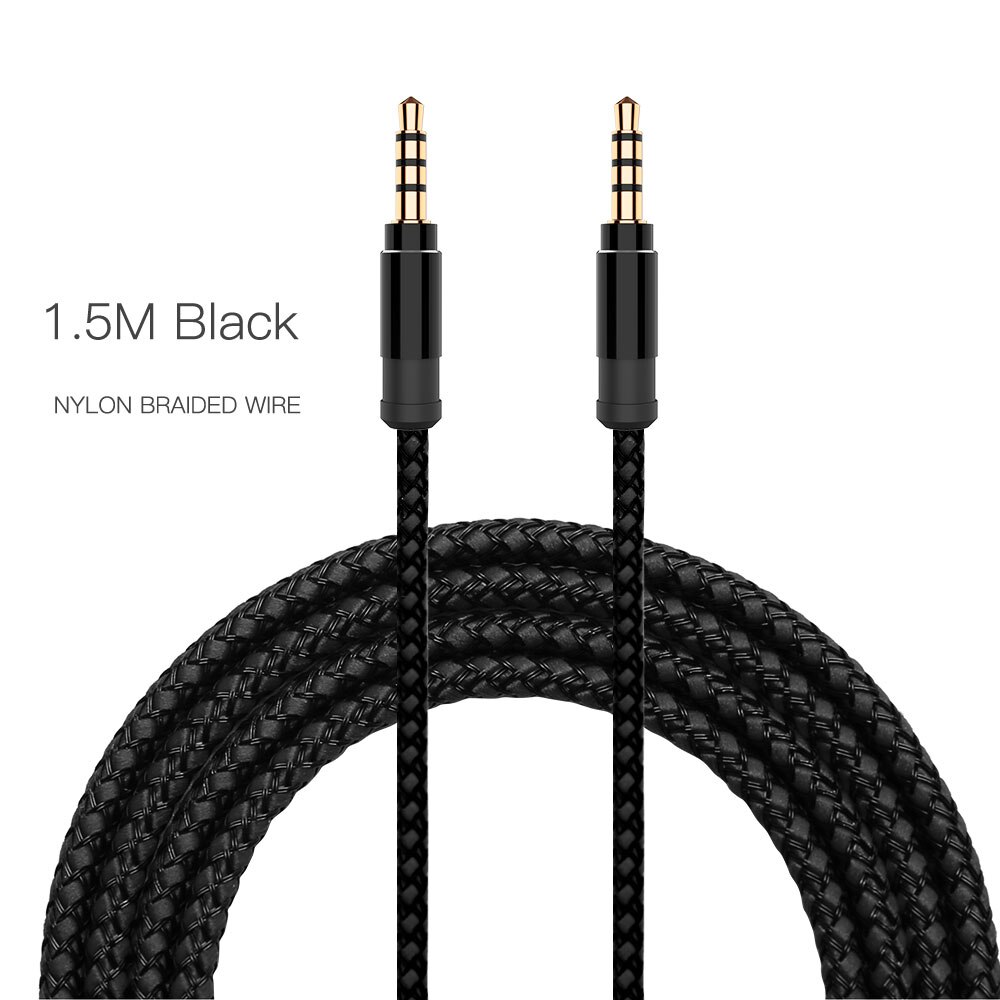 3.5mm Jack Aux Cable Male to Male Audio Cable 3.5 Jack Phone Extension Cable for Jack 3.5 for Phone MP3 Headphone Speaker: black