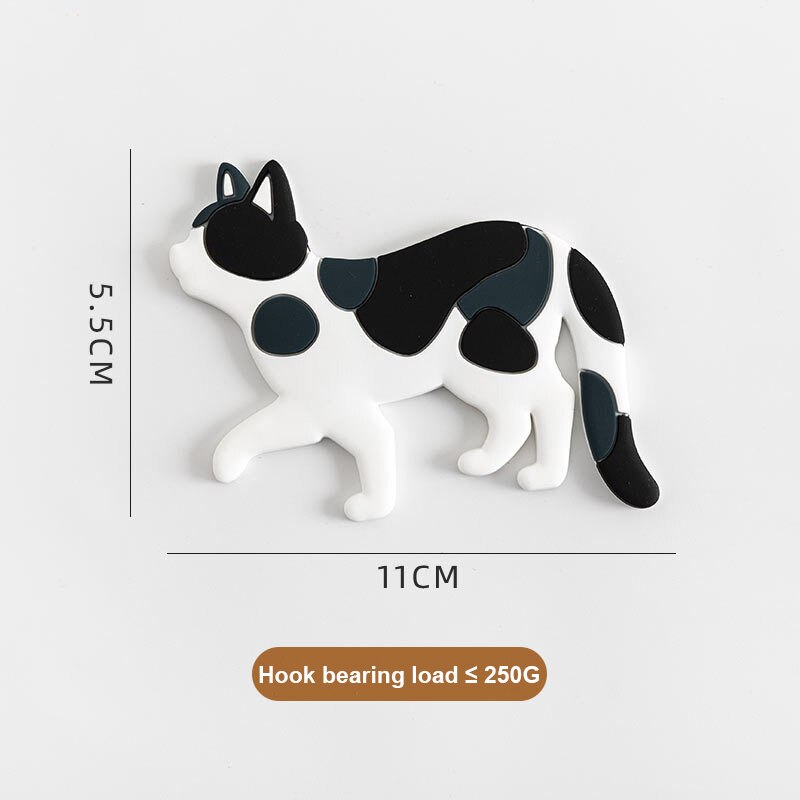 1Pc Leuke Magneten Japanse Cartoon Kat Dier Koelkast Sterke Magneten Haak Staart Buigbare Sleutelhanger Opslag Haak Keuken decor: 06 white gray