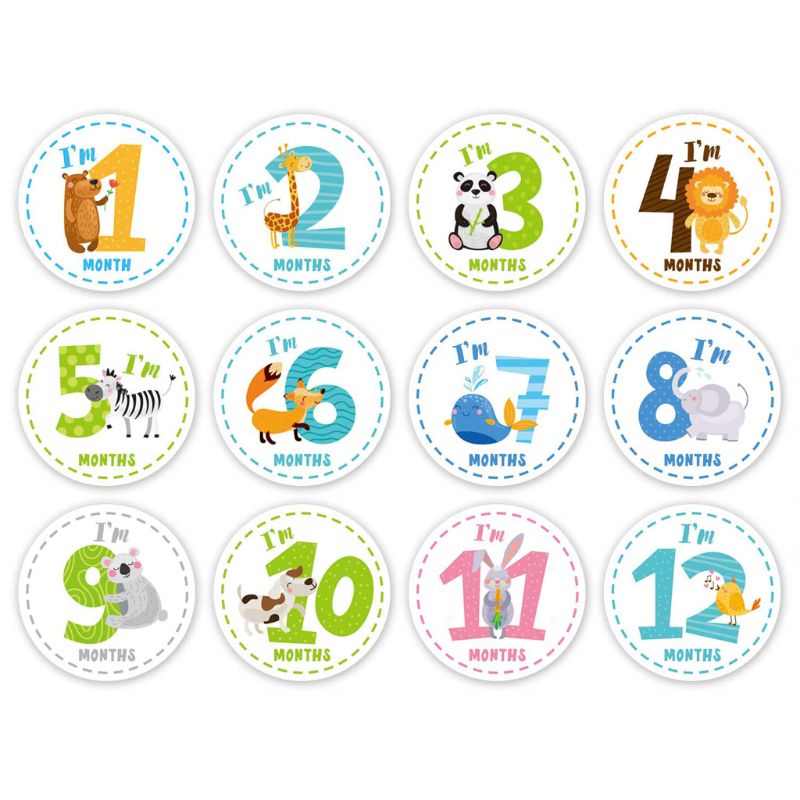 12 Baby Milestone Stickers Maandelijkse Foto Props Voor Jongen Of Meisje Baby Onesie, 1st Jaar Maanden Buik Decal