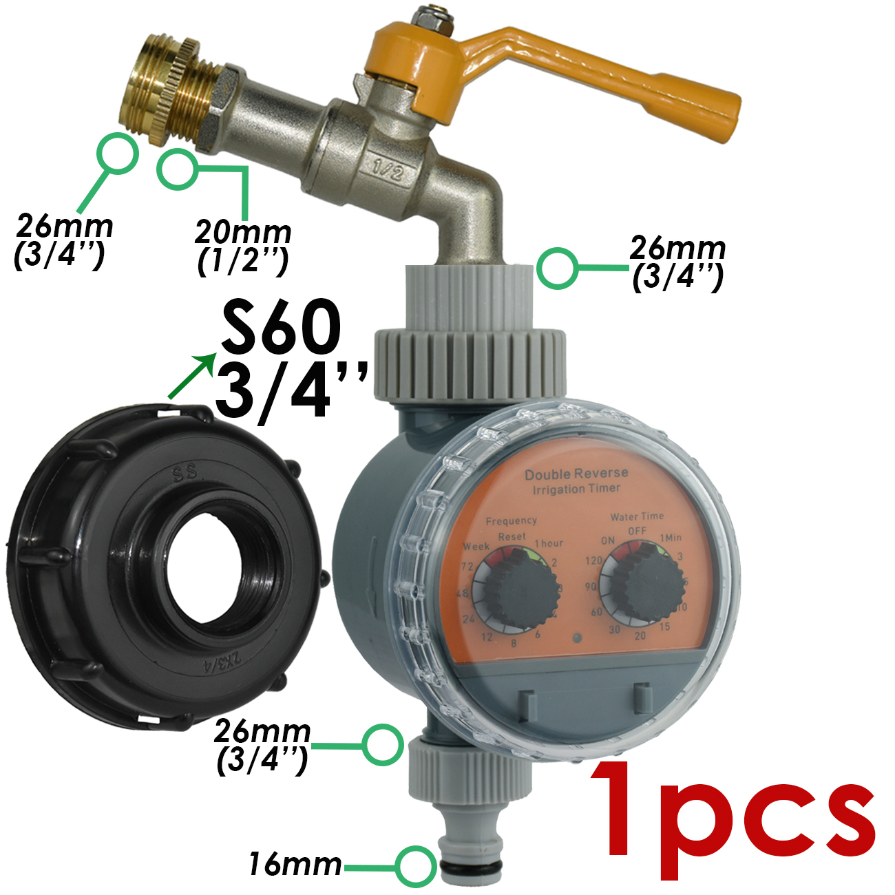 KESLA Automatic Garden Ball Valve Water Timer Watering Controller Drip Irrigation System IBC Tank Tap Faucet Bonsai Greenhouse: Gold