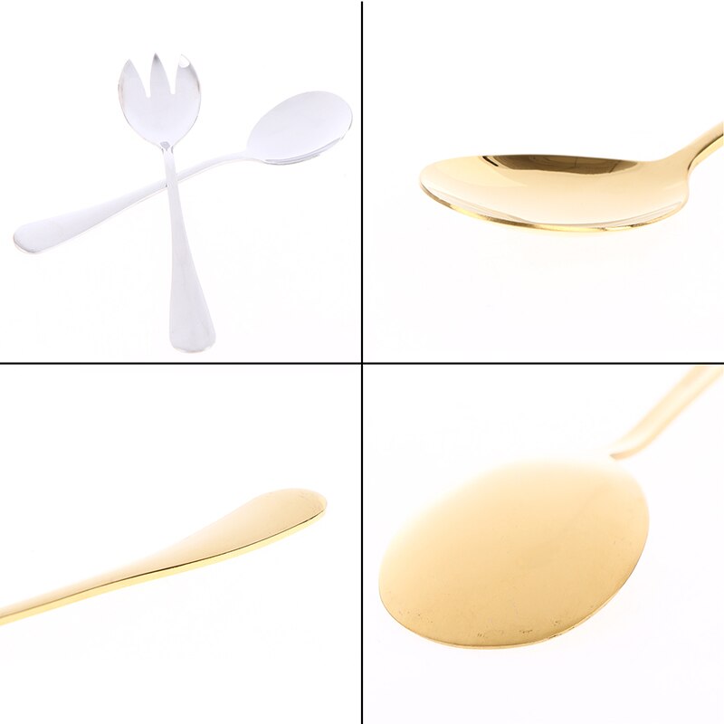 2Pcs Salade Spoonfork Rvs Bestek Set Opscheplepel Setcolorful Lepels