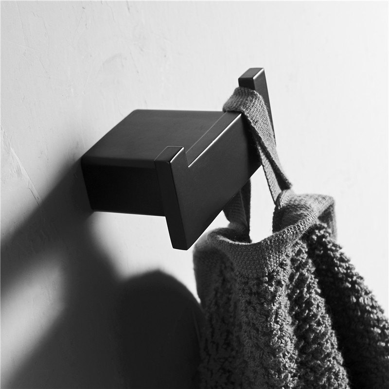 Matte Black Bath Hardware Sets Towel Rack Corner Shelf Paper Holder Towel Bar Stainless Steel Bathroom Hardware set: Double robe hook