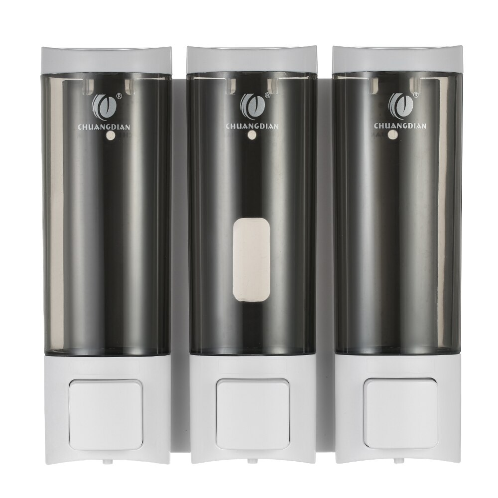 CHUANGDIAN Manual Soap Shampoo Dispensers Wall-mounted Shampoo Box Bathroom Three Chamber Shower Gel Liquid Soap Dispensers: White