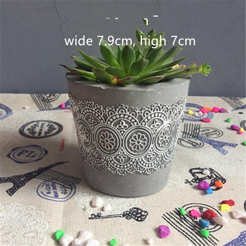 Lace Round Shape Flowerpot Silicone Mold Diy Cement Clay Pot Mould