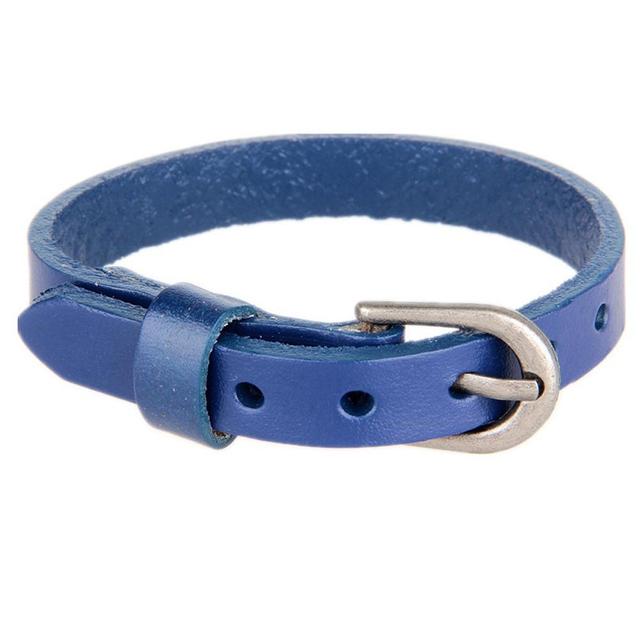 Korea Simple Wrist Strap Belt Buckle Leather Bracelet: blue
