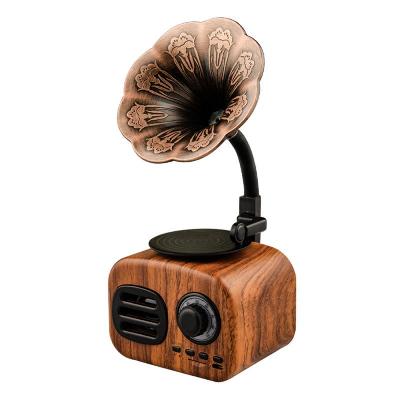 Portable Bluetooth Speaker Wireless Bass Column Outdoor USB Speakers With TF Radio Subwoofer Loudspeaker For Home Theater: Wood Grain