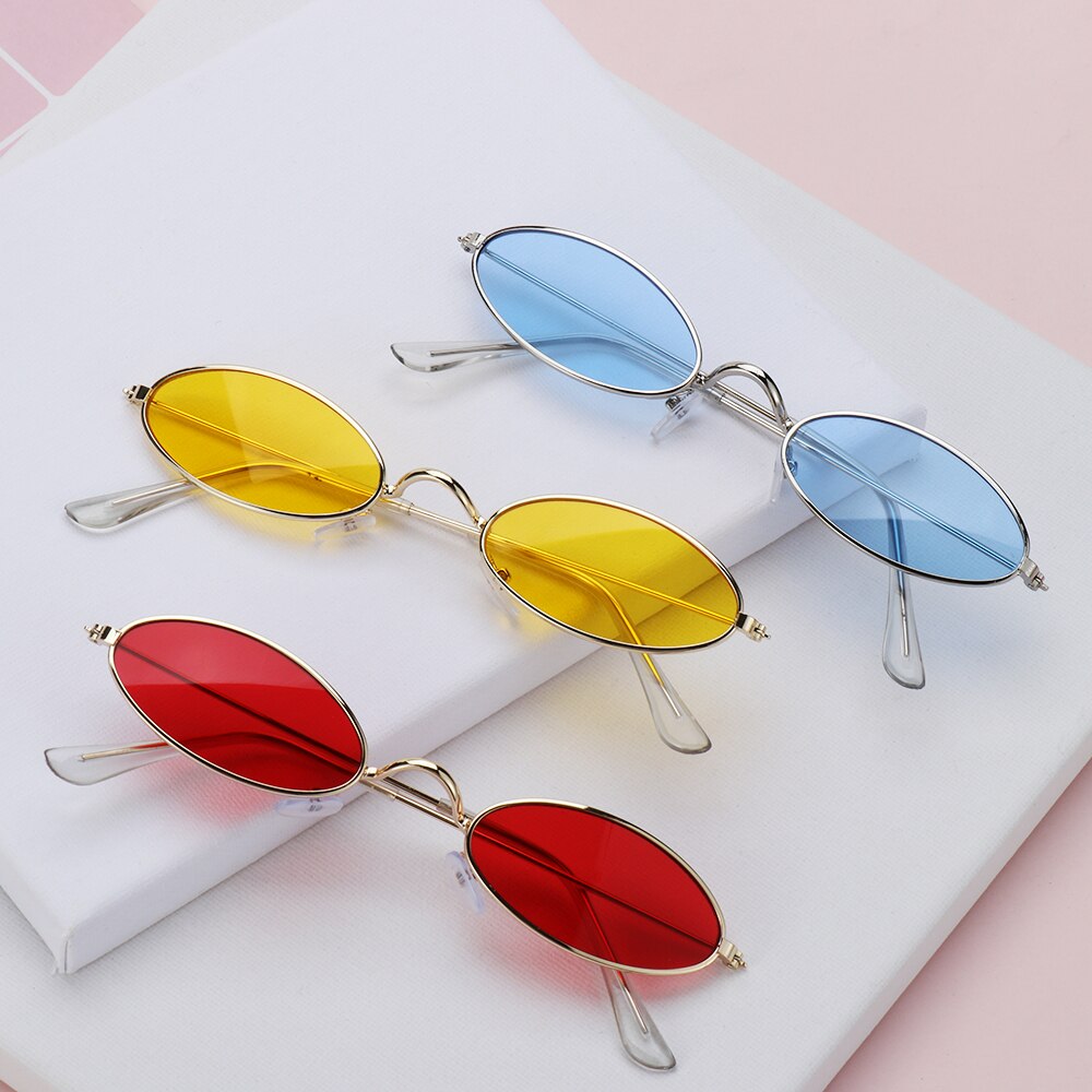 Oval Sunglasses For Women Classic Metal Small Frame Driving Sun Glasses Chain Vintage Shades Summer