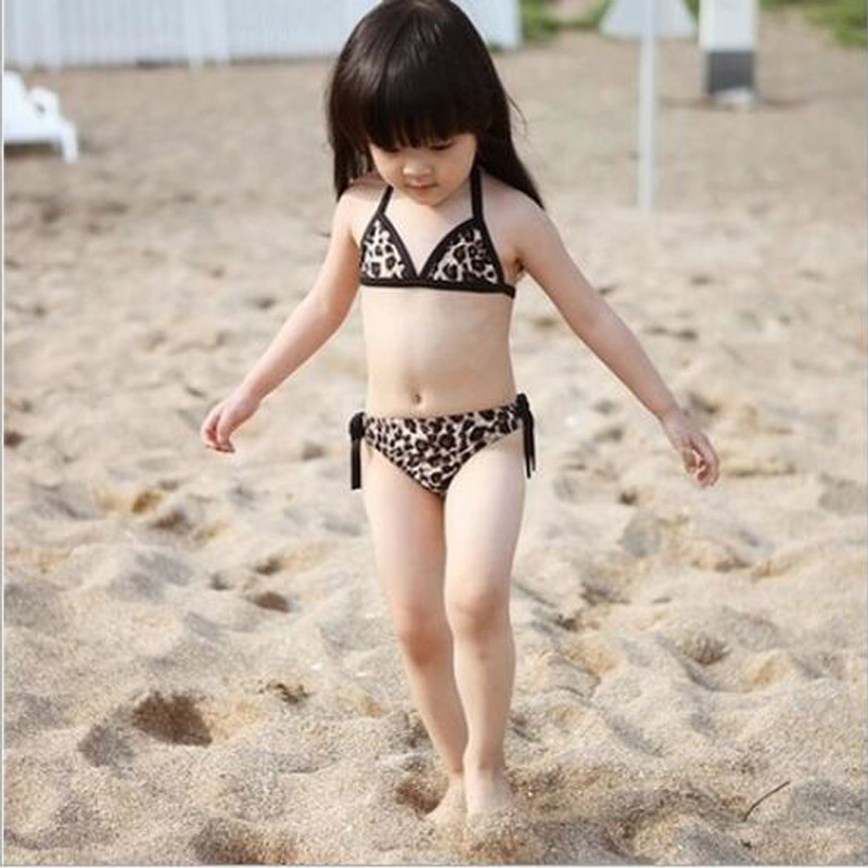 Conjunto de bikini de 3 piezas con estampado de leopardo 0-6 años para niños