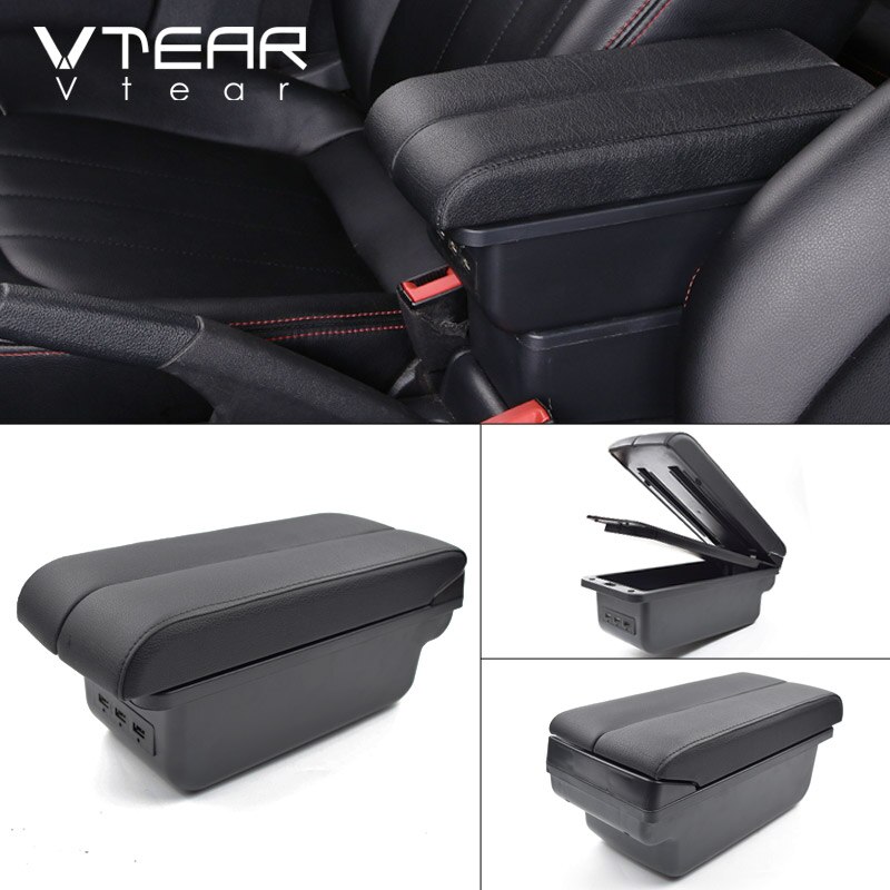 Vtear Voor Renault Clio 4/Clio 2 Armsteun Auto Centrale Opbergdoos Bekerhouder Arm Rest Interieur Auto-styling Decoratie Accessoires: E Black thread