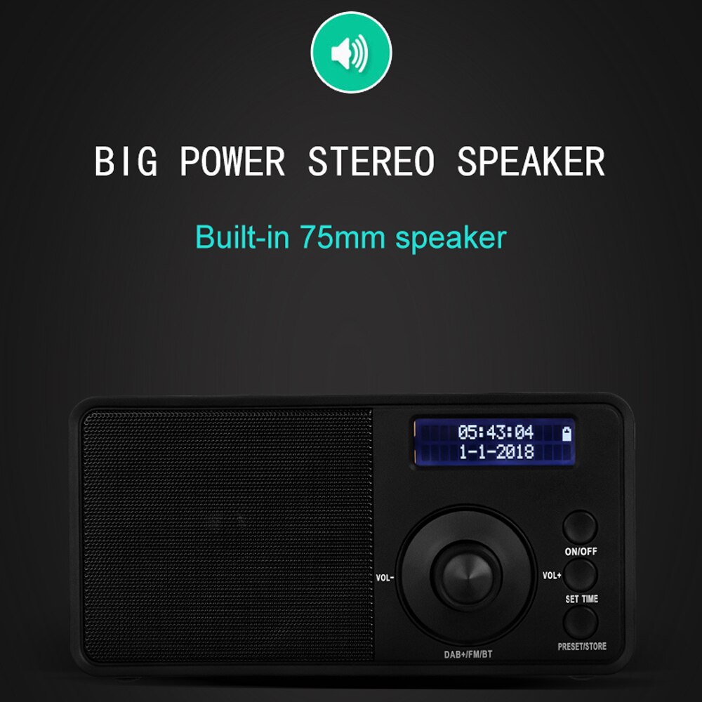 DAB DAB + FM Digitale Radio Receiver Draagbare Bluetooth Speaker Wekker Grote Power Luidspreker met Lcd-scherm