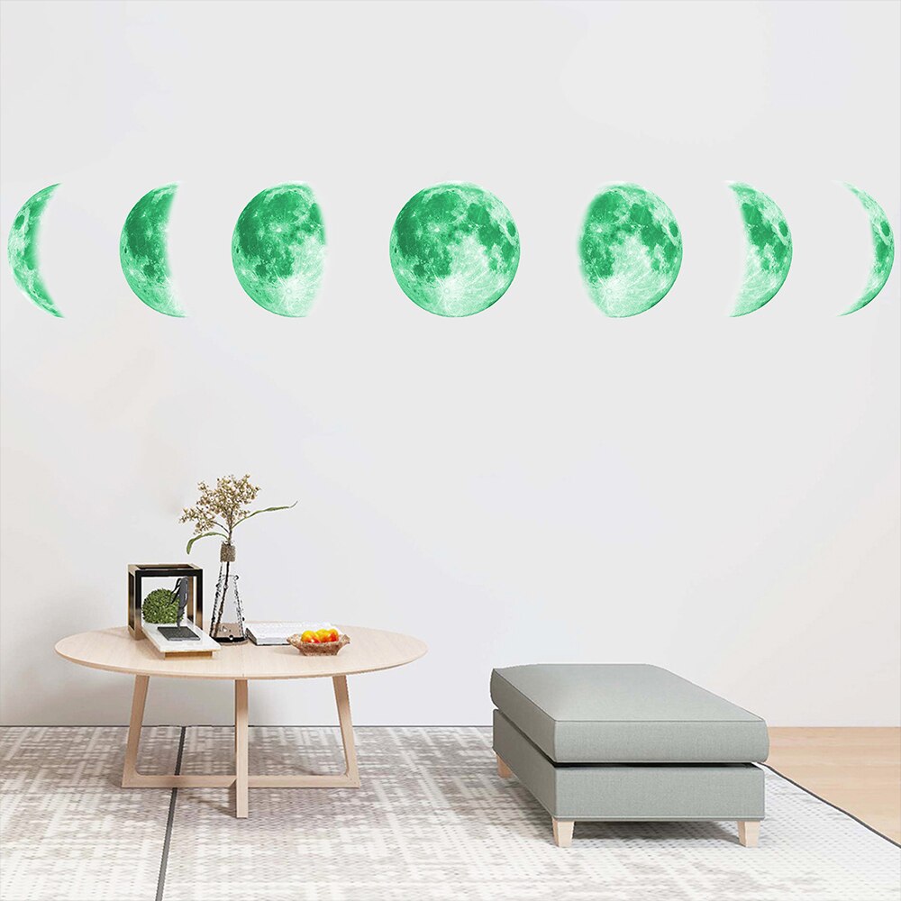13cm Moon Phase 3D Luminous Wall Sticker Living Room Decor Glow In The Dark Mural Bedroom Art Decals Moon Eclipse Sticker Decor