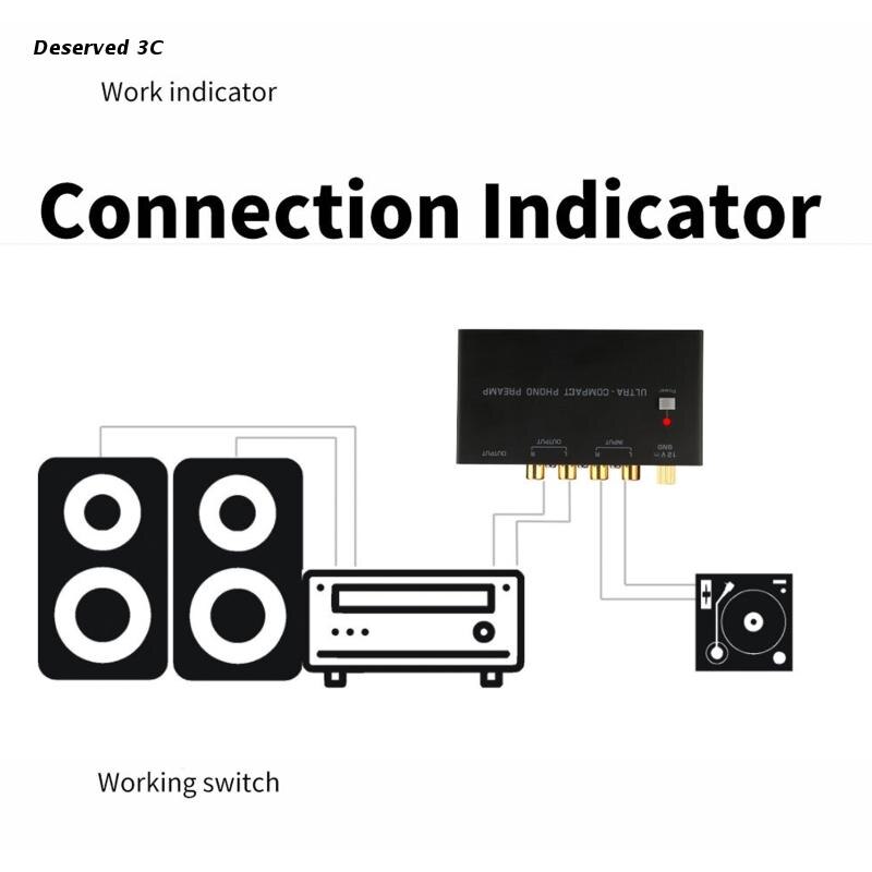 R9CB Phono giradischi preamplificatore Mini adattatore per preamplificatore fonografo Stereo elettronico uscita ingresso RCA portatile a basso rumore