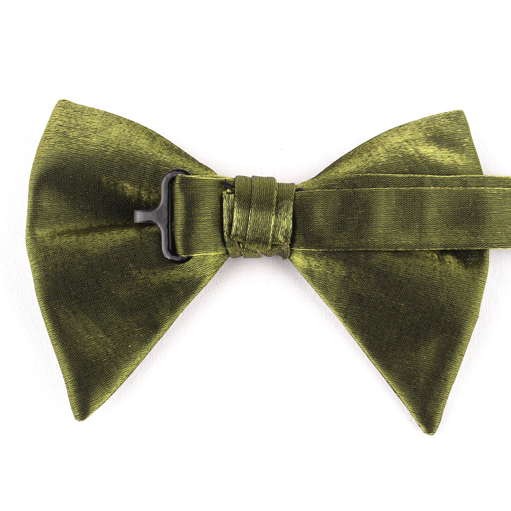 Pajaritas de tela brillante para hombre, pajarita Formal de Color sólido, estilo preatado, talla grande, de boda,