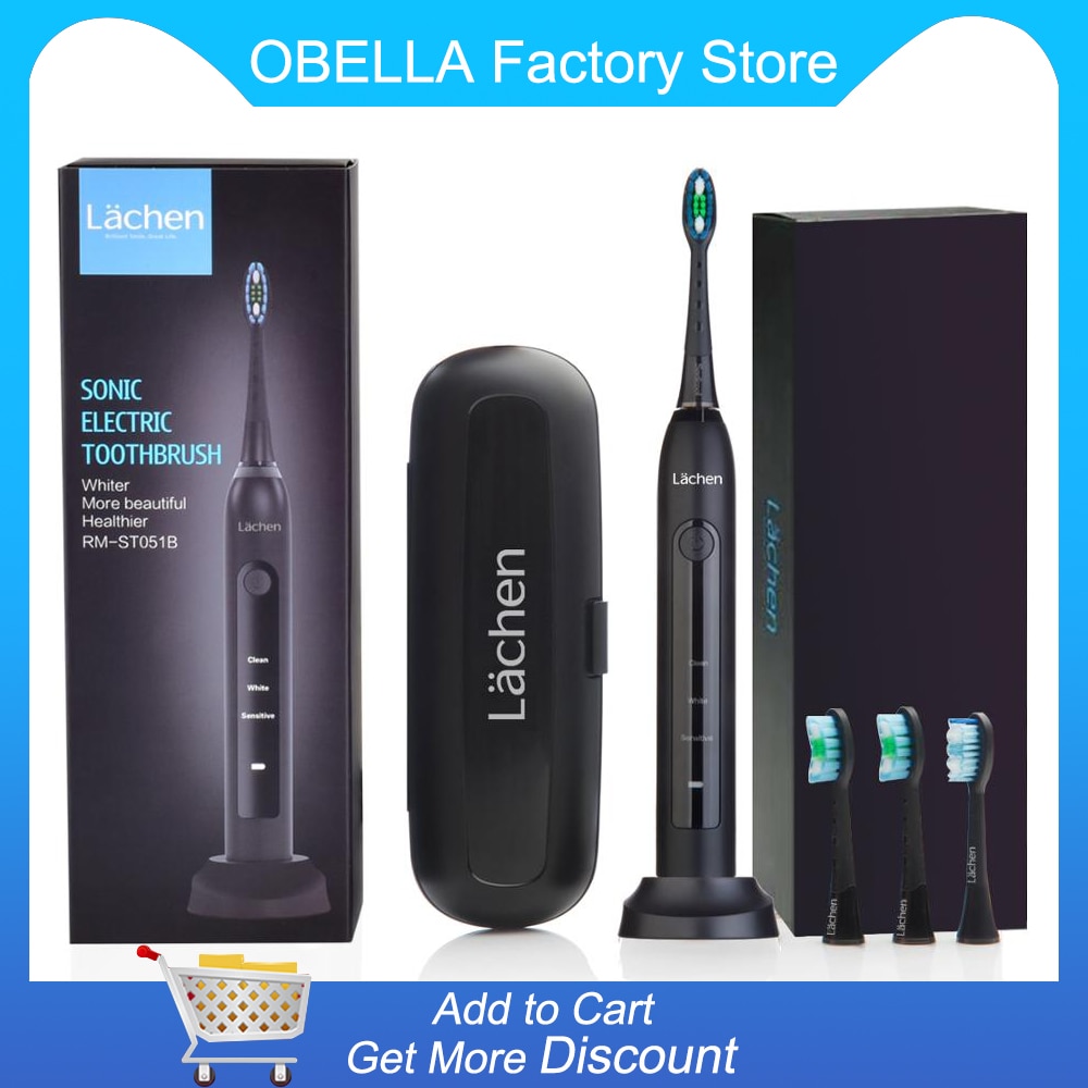 Electric Toothbrush 051B Sonic Toothbrush USB Rechargeable Tooth Brushes With 4 Pcs DuPont Replacement Time Brush Heads lachen