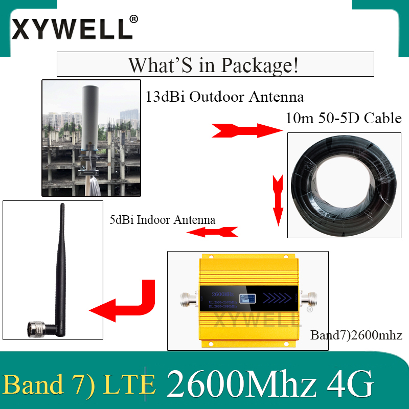 repeater 4G Signal Booster FDD LTE 2600mhz Band 7 GSM Mobile Signal Booster LTE 2600 4G Network Cellular Signal Amplifier