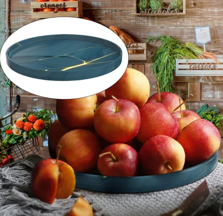 Okrągła taca żywicy epoksydowej formy talerz na owoce pokładzie podstawka silikonowe formy DIY rzemiosło ozdoby